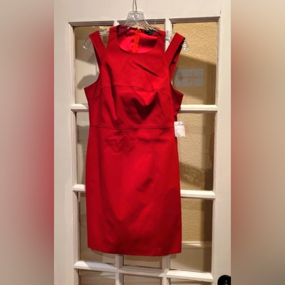 New never worn, red short dress from Nordstrom Rack stretchy with split straps